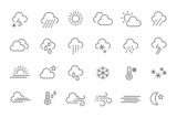 Weather icons set in line style, Weather isolated on white background. 