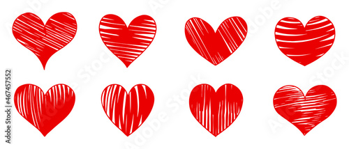 collection set of doodle hearts isolated on white background. hand drawn of icon love. vector illustration.