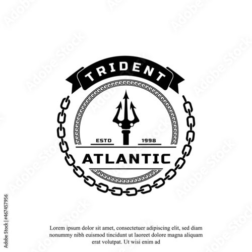 Fotografia Classic Vintage Trident Neptune God Poseidon Triton King Spear Logo Icon Design