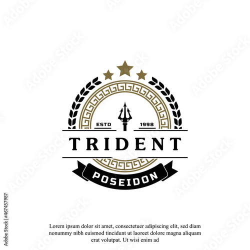 Classic Vintage Trident Neptune God Poseidon Triton King Spear Logo Icon Design Template