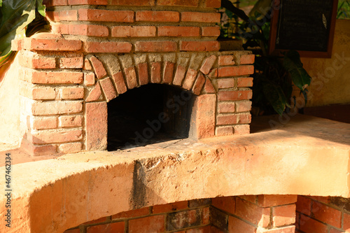 red brick barbeque outside oven kitchen patio