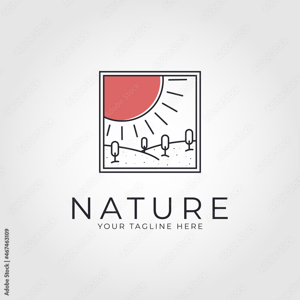 nature, tropical island vector logo line art minimalist symbol illustration design nature, tropical island vector logo line art minimalist symbol illustration design