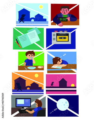 One Day of the student's Life.
Vector illustration.
Part №2.