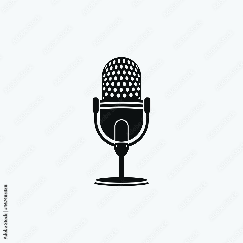 Simple microphone for podcast and recording Logo design Simple microphone for podcast and recording Logo design