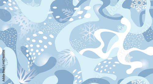 Winter snow seamless pattern. Christmas holiday snowflakes decorative background.