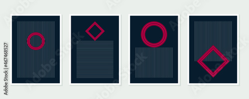 Abstract wall arts vector collection. Set of minimal  geometric design posters, vector template with primitive shapes elements, modern hipster style. Minimal and natural wall art. Vector illustration.