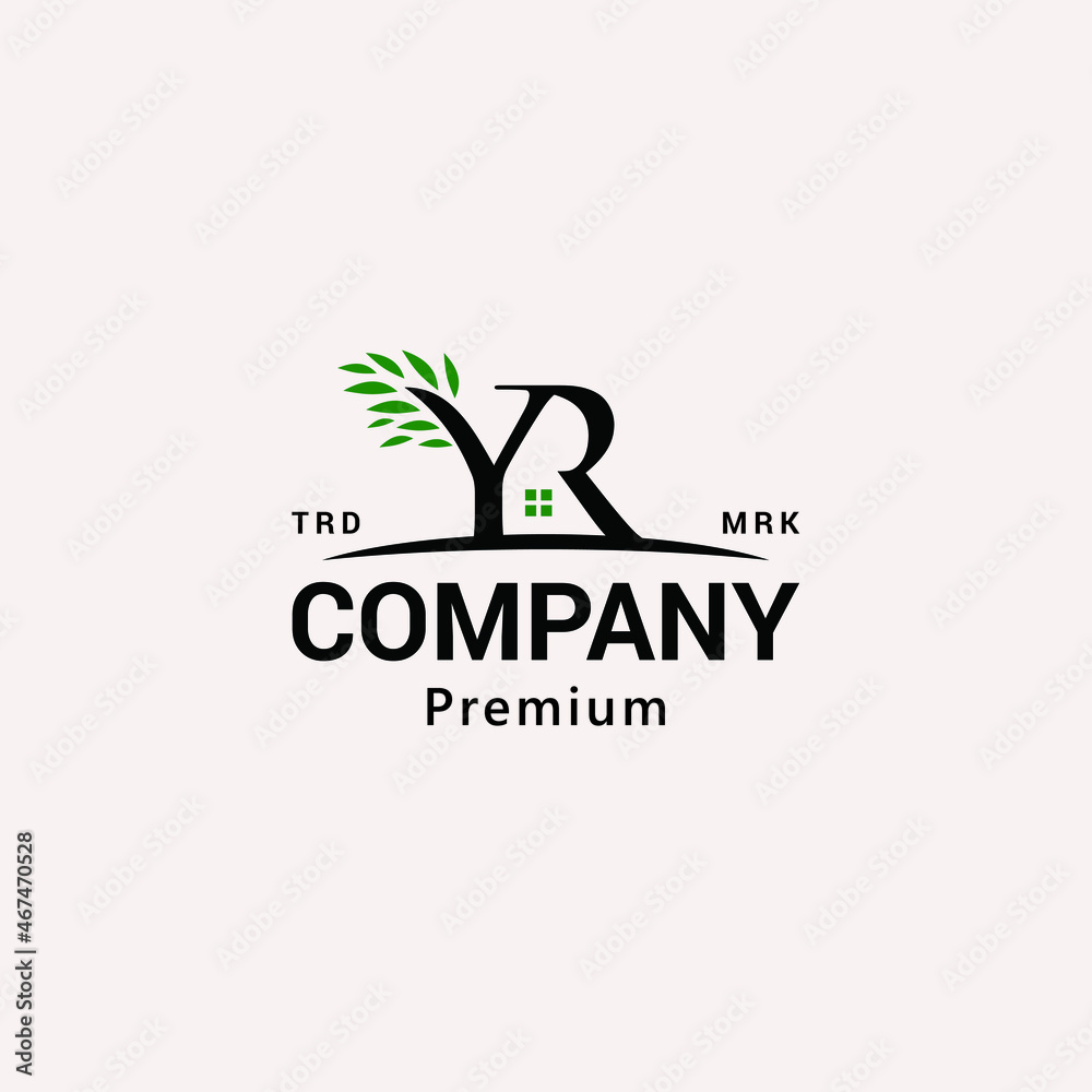 YR Letter Property House with Tree Logo Vector Icon Illustration YR Letter Property House with Tree Logo Vector Icon Illustration