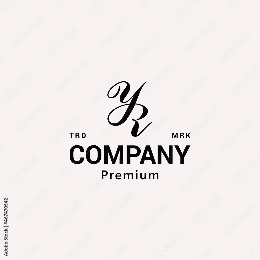 YR Cursive Letter Classic Logo Vector Icon Illustration YR Cursive Letter Classic Logo Vector Icon Illustration