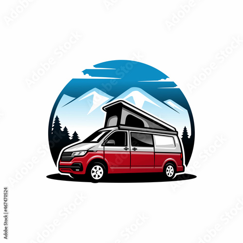 RV - camper van - caravan - motor home isolated vector