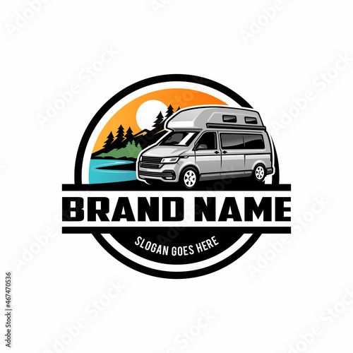 RV - camper van - caravan - motor home logo isolated vector