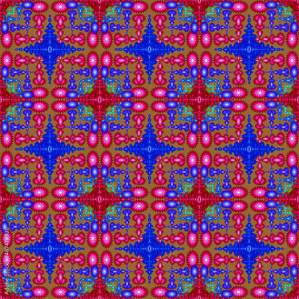 Ethnic seamless pattern floral blue red,seamless pattern,for curtain pattern design,rug,wallpaper,garment,wrap,batik,fabric pattern,brown background Ethnic seamless pattern floral blue red,seamless pattern,for curtain pattern design,rug,wallpaper,garment,wrap,batik,fabric pattern,brown background