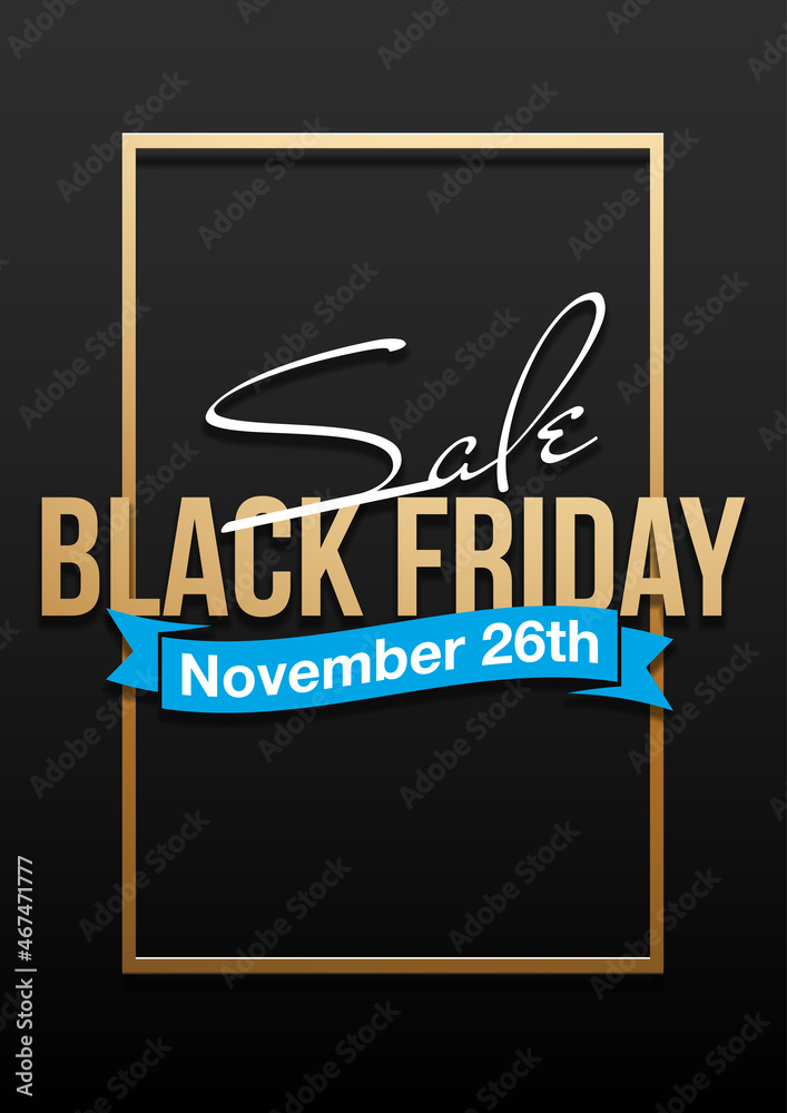 Black Friday super Sale flat banner. Modern minimal design with gold, black and red flat background style. Template for promotion special Black Friday offer, advertising, web, social and fashion ads