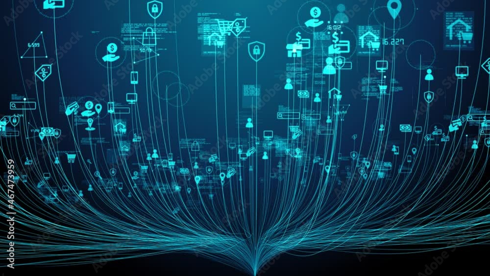 Online shopping connecting buyer with sellers conceptual node animation