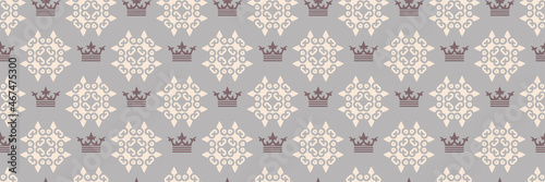 Vintage background image in royal style on gray background for your design. Seamless background for wallpaper, textures. 