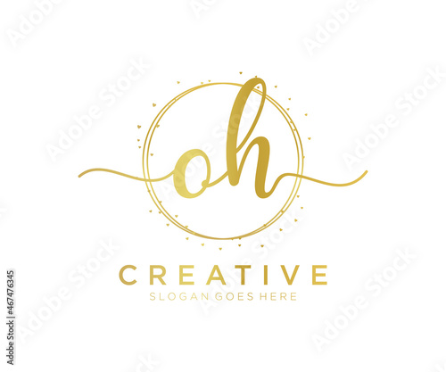 Initial OH feminine logo. Usable for Nature, Salon, Spa, Cosmetic and Beauty Logos. Flat Vector Logo Design Template Element.