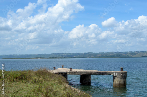 Deck for parading canoes and ships on the grandiose Paraguacu river. photo