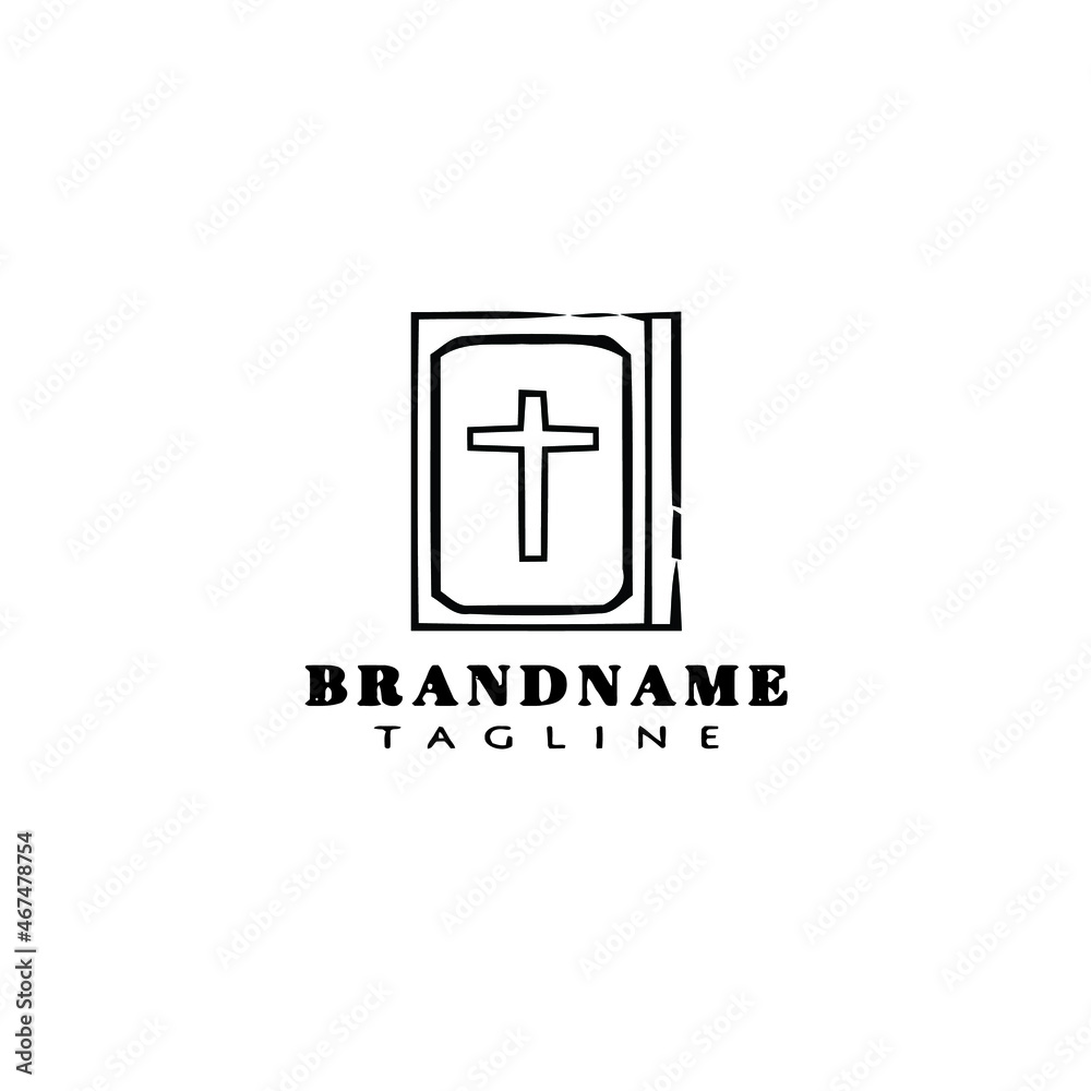 holy bible cartoon logo icon design template black isolated vector illustration