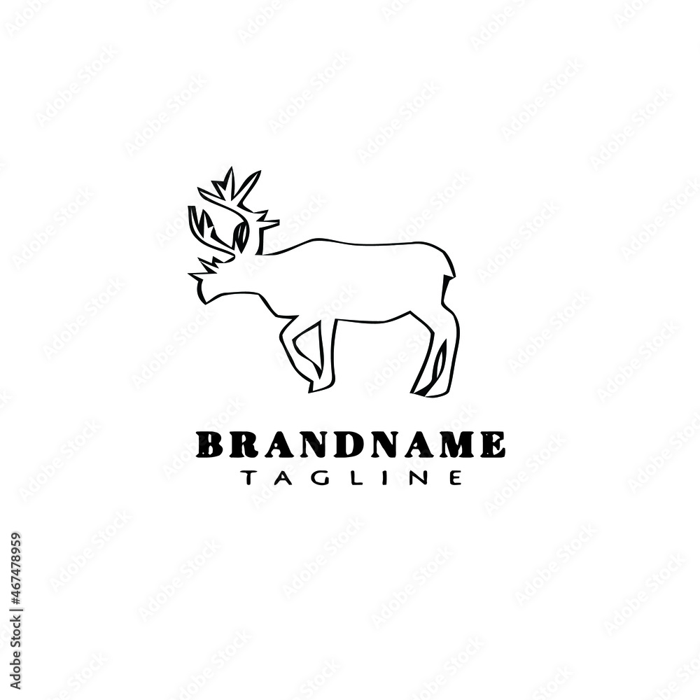 deer or caribou logo cartoon icon design template black isolated vector