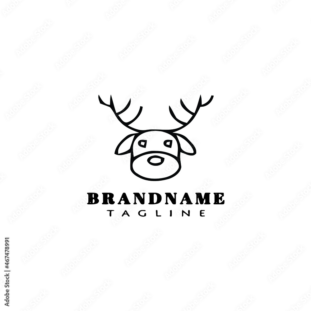 deer or caribou logo cartoon icon cute template black isolated vector illustration deer or caribou logo cartoon icon cute template black isolated vector illustration