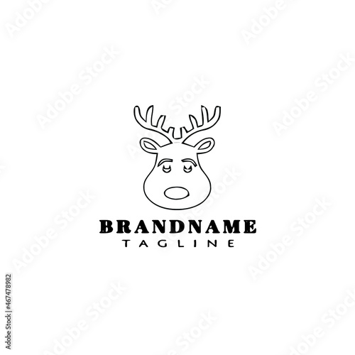 deer or caribou logo cartoon icon design template black isolated vector simple