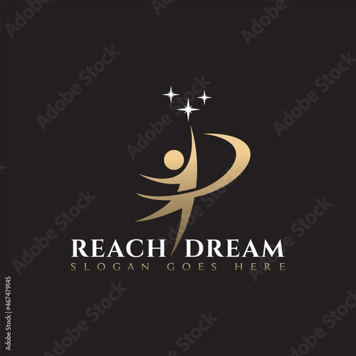 Courageous Youth Reach Dream Stars Logo Design vector