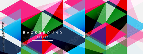 Color triangles composition, geometric abstract background. Techno or business concept, pattern for wallpaper, banner, background, landing page