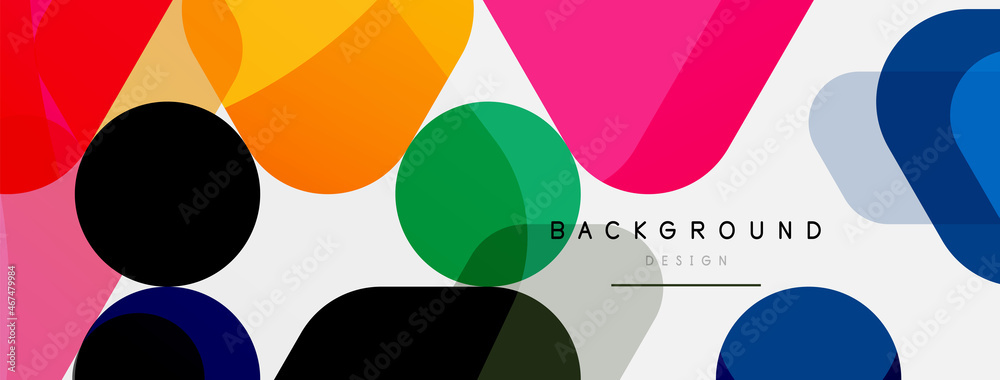 Color bubbles and rounded geometric shapes on white. Vector geometric minimal abstract background for wallpaper, banner, background, landing page Color bubbles and rounded geometric shapes on white. Vector geometric minimal abstract background for wallpaper, banner, background, landing page