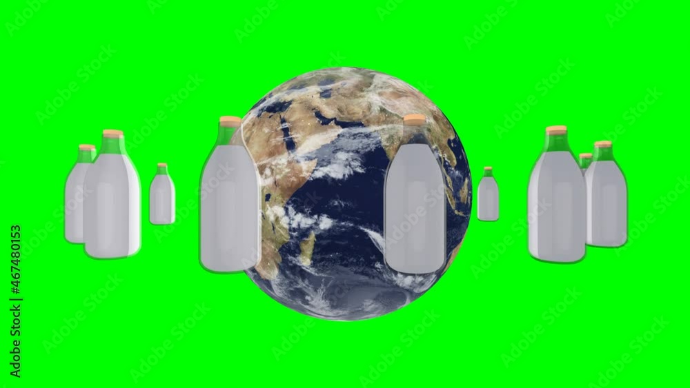 Looping Milk Bottles rotation around the world Looping Milk Bottles rotation around the world