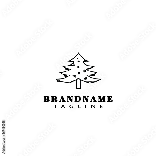 style christmas tree logo cartoon icon design template black isolated vector illustration © darul