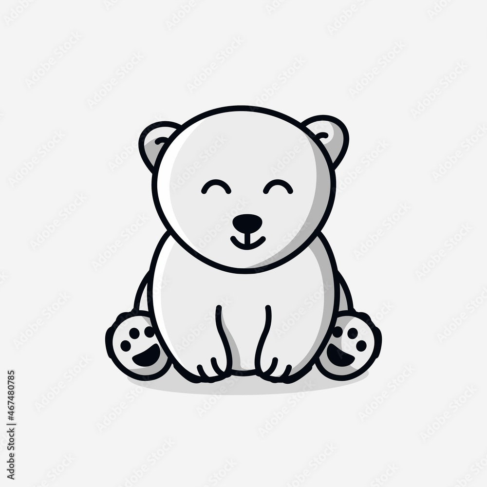 Illustration vector graphic of Baby Polar Bear. Baby Polar Bear minimalist style isolated on a gray background. Cute animal illustration.