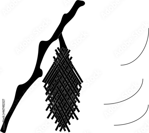風に揺れるミノムシのシルエット