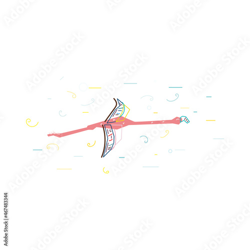 flying flamingo  bird  , cartoon vector illustration