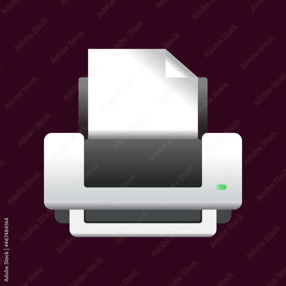 Printer icon. Print document sign. Desktop icons pack. Computer peripheral device shortcut. Linux inspired theme. UI customization element. Vector illustration. Printer icon. Print document sign. Desktop icons pack. Computer peripheral device shortcut. Linux inspired theme. UI customization element. Vector illustration.