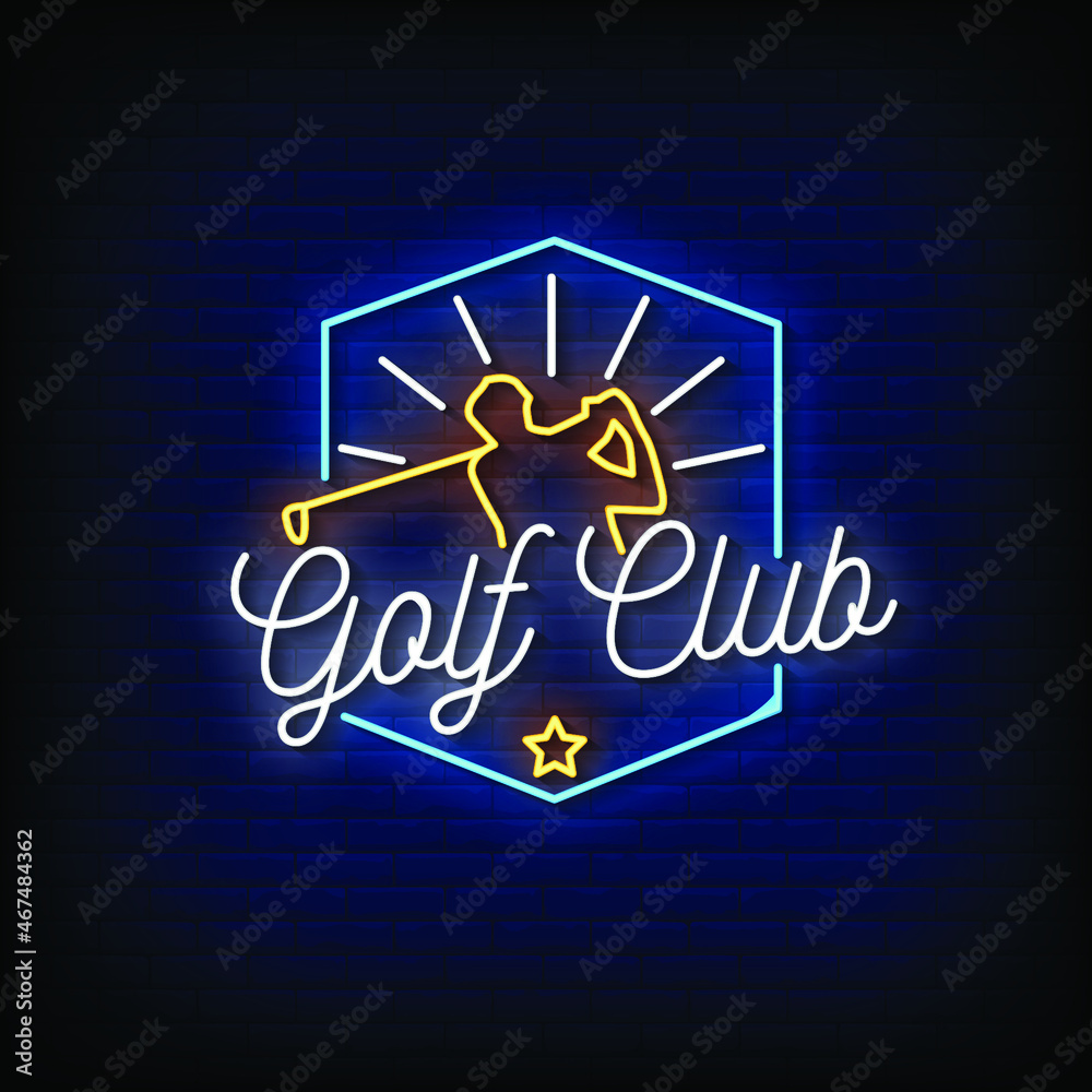Golf Club Neon Signs Style Text Vector