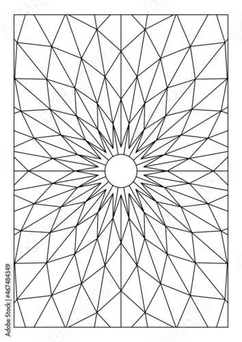 Portrait coloring pages for adults. Abstract sun radiate light illustration. Geometric composition. Black and white patterns. EPS8 file. Coloring-#348