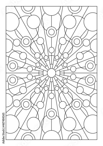 Portrait coloring pages for adults. Abstract sun radiate light illustration. Geometric composition. Black and white patterns. EPS8 file. Coloring-#351
