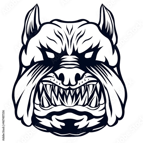 angry bulldog head vector illustration