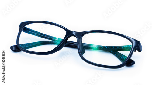 Classic eyeglasses close-up isolated on white background