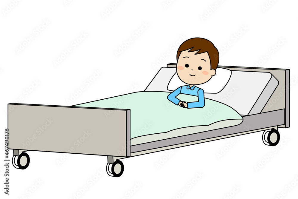 入院して安心した様子でベッドで休んでいる男性 Stock Vector | Adobe Stock