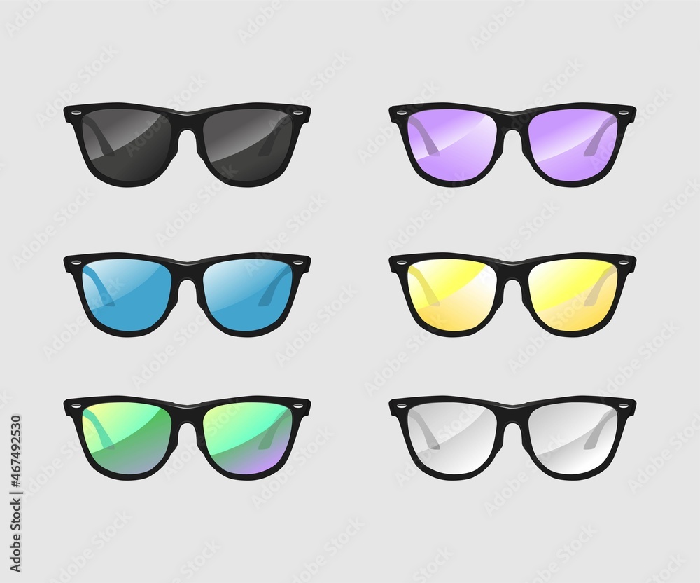 Hipster sunglasses set vector illustration