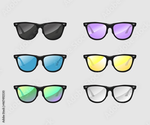 Hipster sunglasses set vector illustration