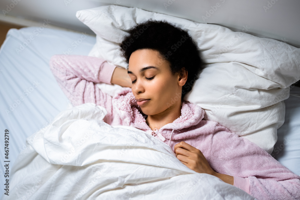 Women Sleeping On Pillow In Bed Women Sleeping On Pillow In Bed
