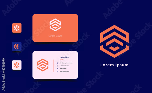 abstract arrow logo set, applied to the card and favicon