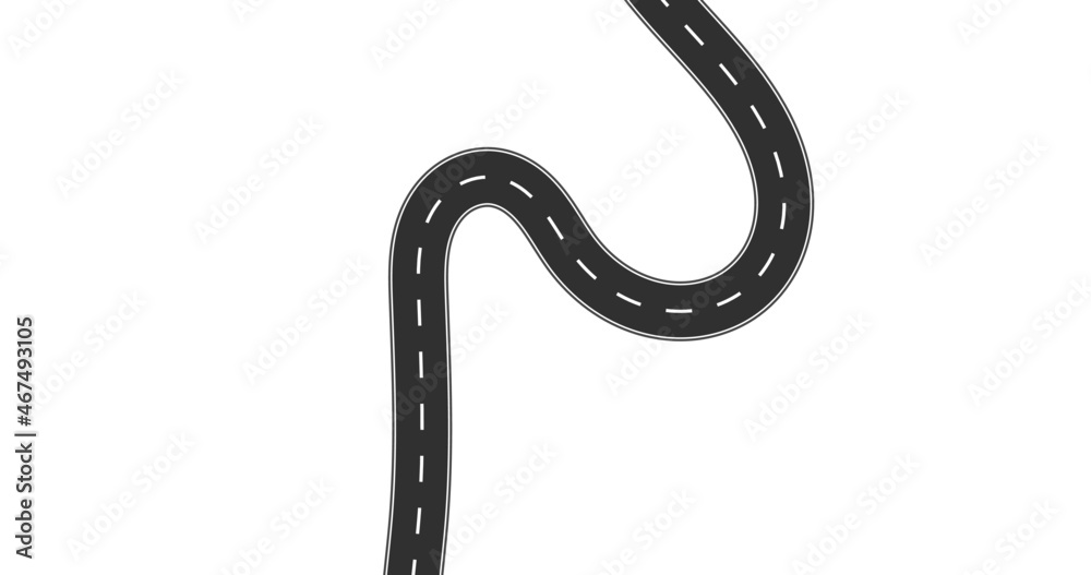 Roadway journey to the future. Asphalt street isolated on white background. Symbols Way to the goal of the end point. Path mean successful business planning Suitable for advertising and presentstation Roadway journey to the future. Asphalt street isolated on white background. Symbols Way to the goal of the end point. Path mean successful business planning Suitable for advertising and presentstation