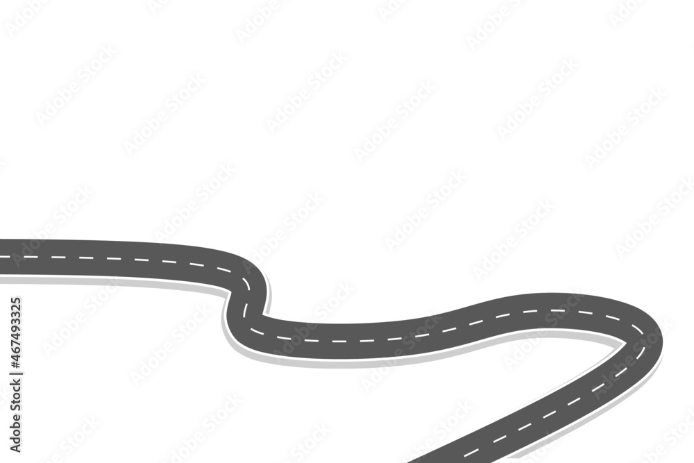 Roadway journey to the future. Asphalt street isolated on white background. Symbols Way to the goal of the end point. Path mean successful business planning Suitable for advertising and presentstation Roadway journey to the future. Asphalt street isolated on white background. Symbols Way to the goal of the end point. Path mean successful business planning Suitable for advertising and presentstation