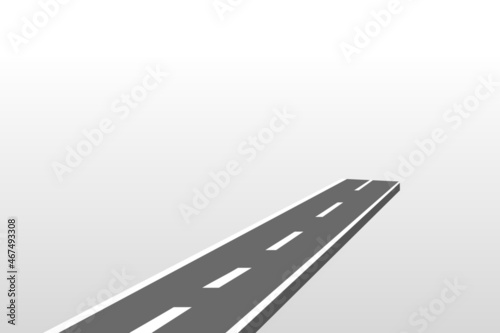 Roadway journey to the future. Asphalt street isolated on white background. Symbols Way to the goal of the end point. Path mean successful business planning Suitable for advertising and presentstation