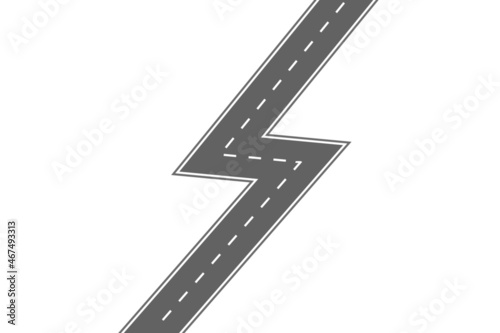 Roadway journey to the future. Asphalt street isolated on white background. Symbols Way to the goal of the end point. Path mean successful business planning Suitable for advertising and presentstation