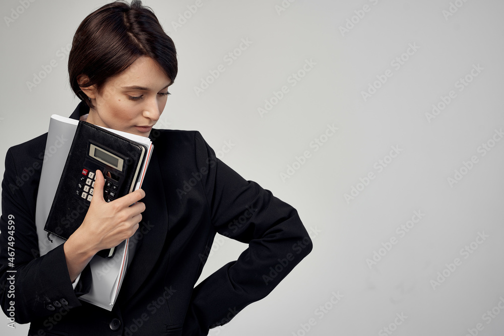 female manager documents Professional Job light background female manager documents Professional Job light background