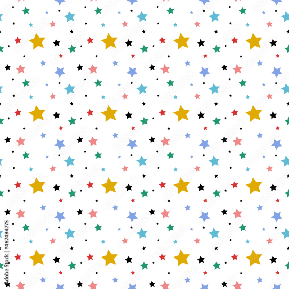 Vector illustration. for textile, wrapping background with stars. Holiday seamless pattern. Christmas star. Ornament for gift wrapping paper, fabric, clothes, textile, surface textures, scrapbook