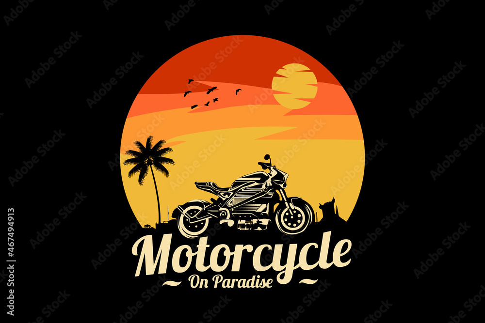 Motorcycle on paradise silhouette design